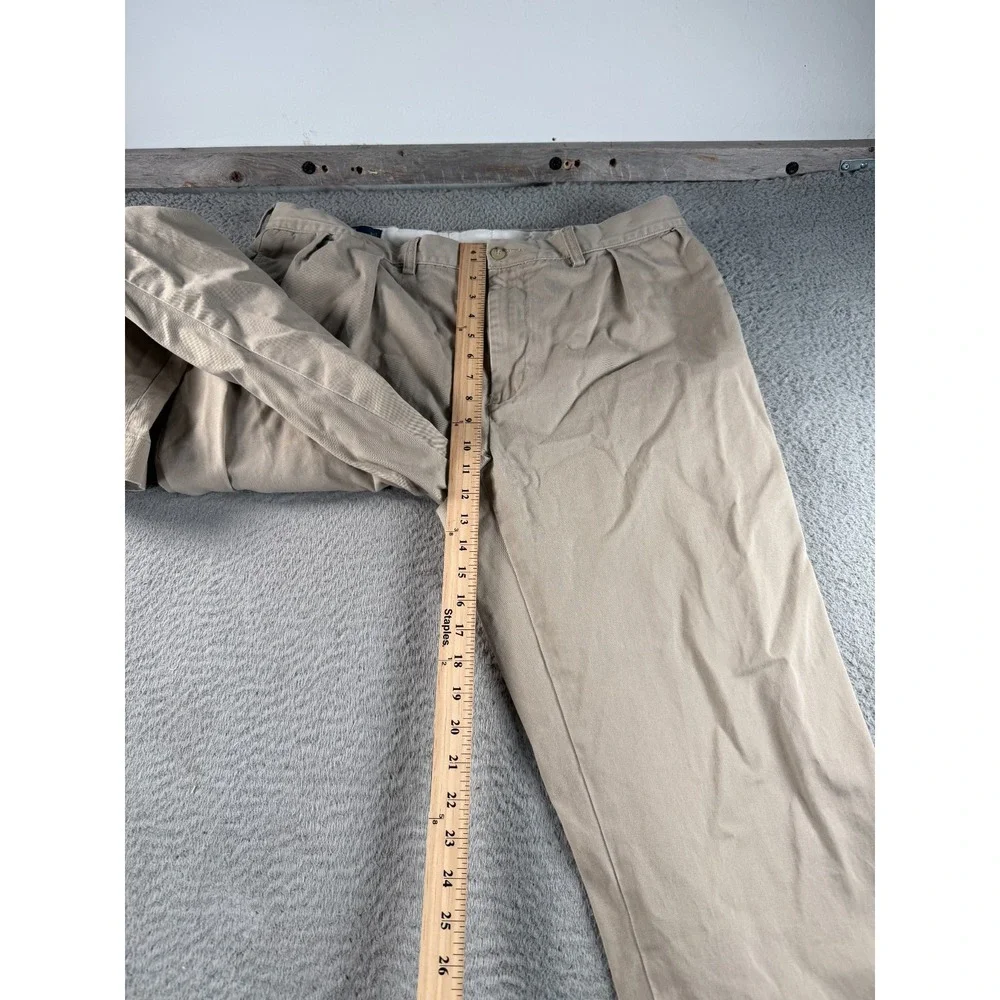 Vintage Polo Ralph Lauren Ethan Pants Men 40x32 Actual (36x30) Tan Pleated Chino